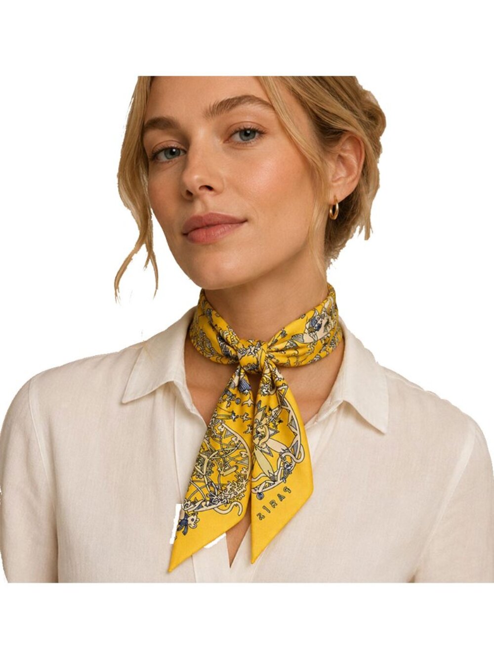 Tigerstars Vintage Yellow Circus Art Print Skinny Twilly Scarf